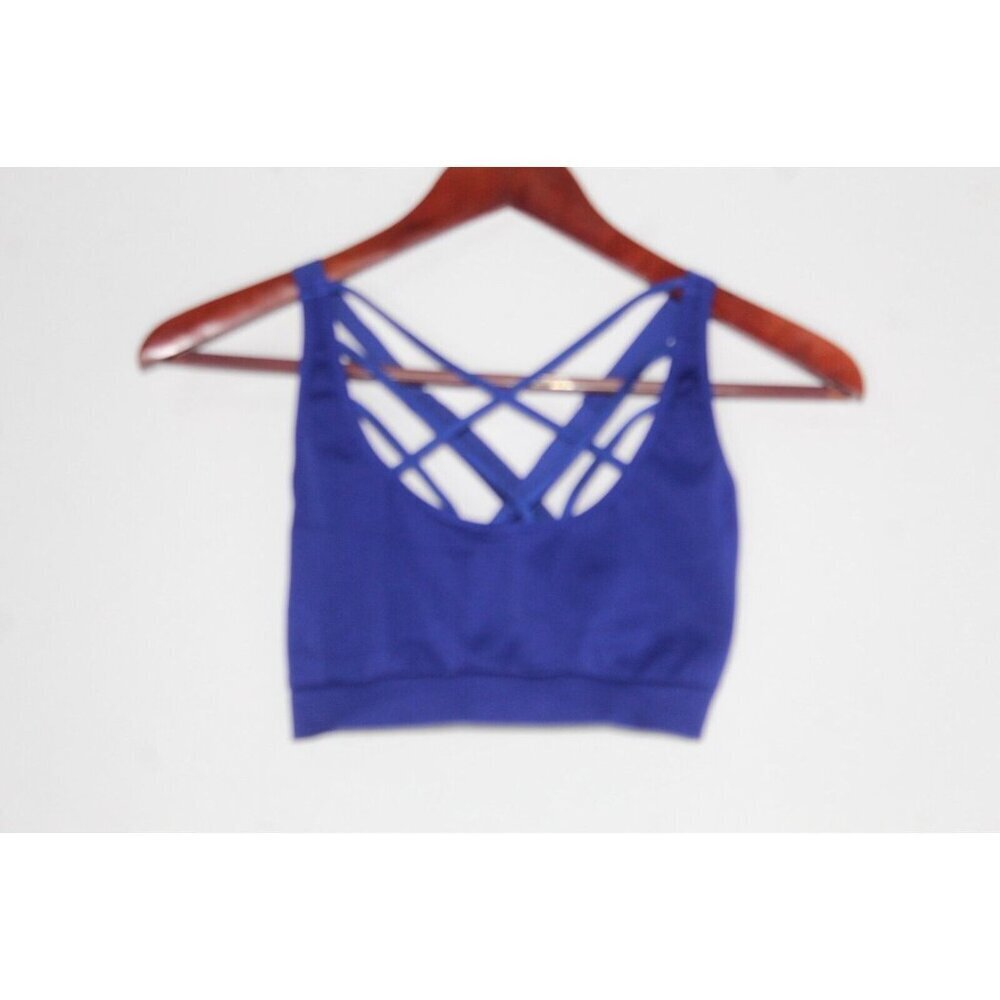 Victoria Secret Sports Bra Size‎ L Bralette Strappy Back Royal Blue Workout Yoga